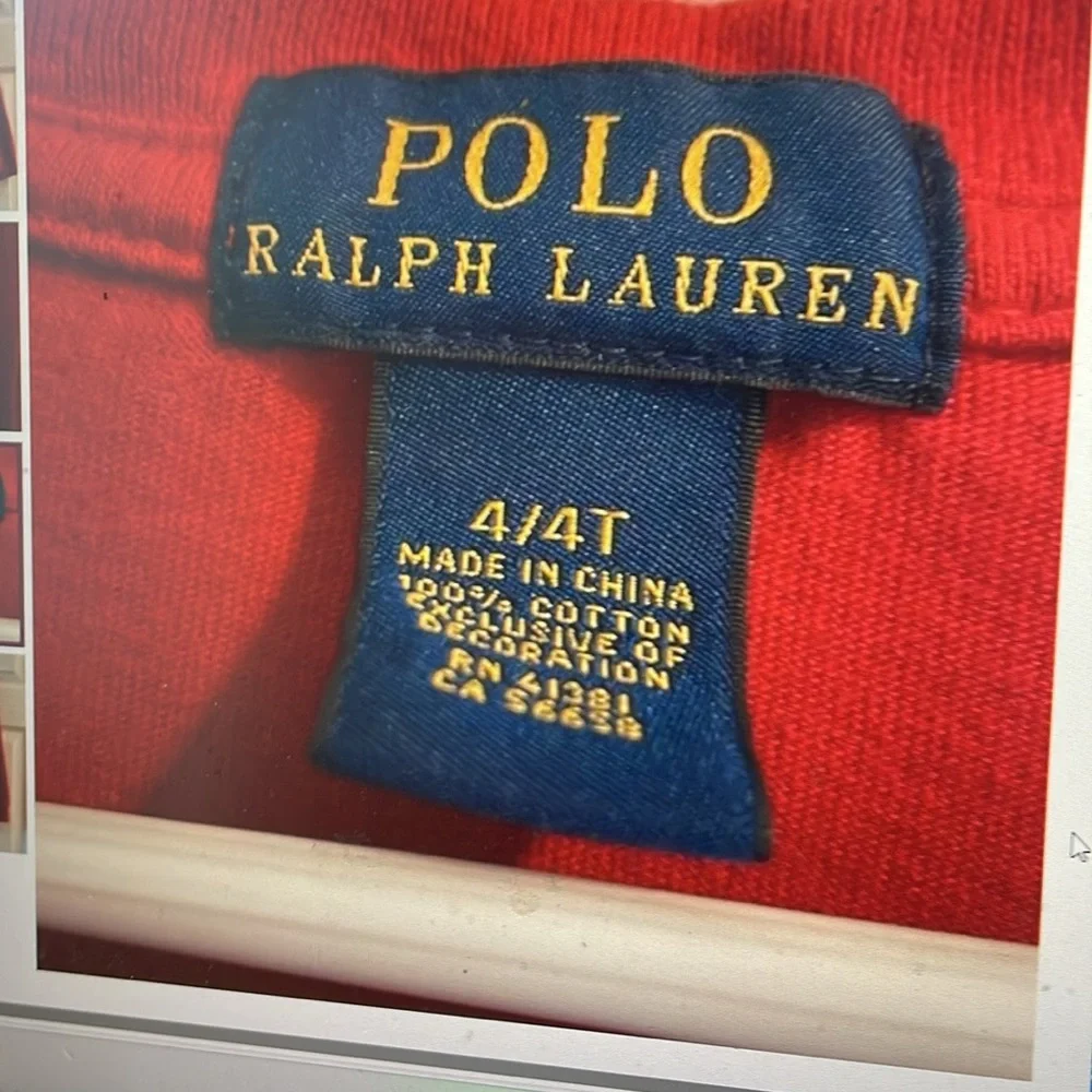 Polo by Ralph Lauren red long sleeve V-neck shirt 4T